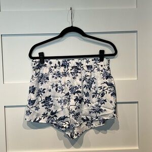 Floral print silky pajama shorts